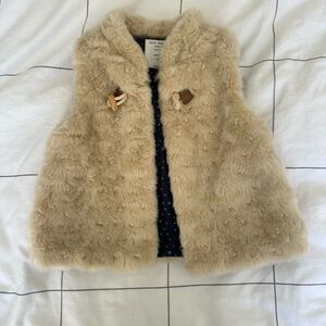 Zara Kids Beige Faux Fur Vest
